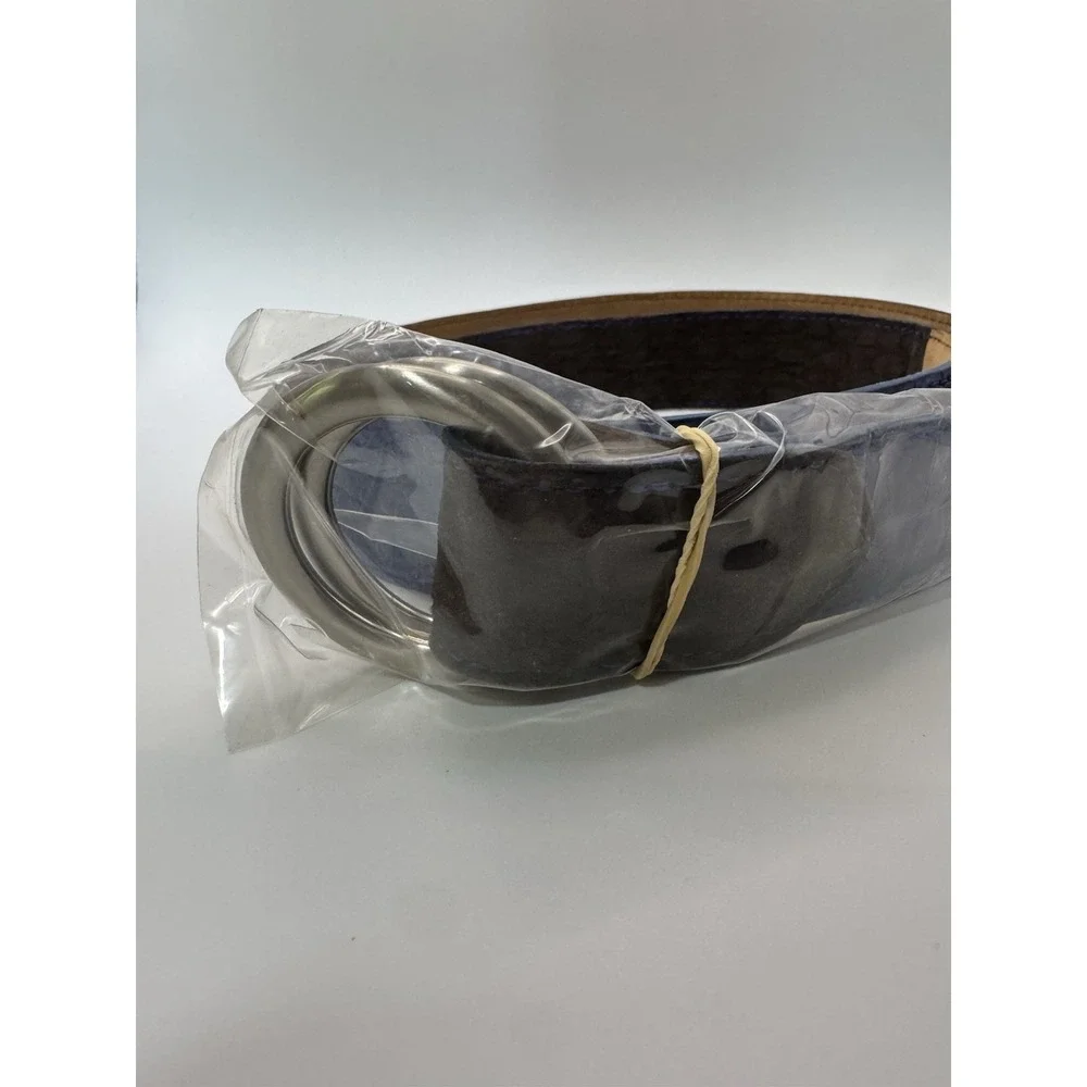 W Kleinberg Blue Crocodile Custom Leather Belt‎ Belt Sz 34 NWOT Loop Buckle Lux